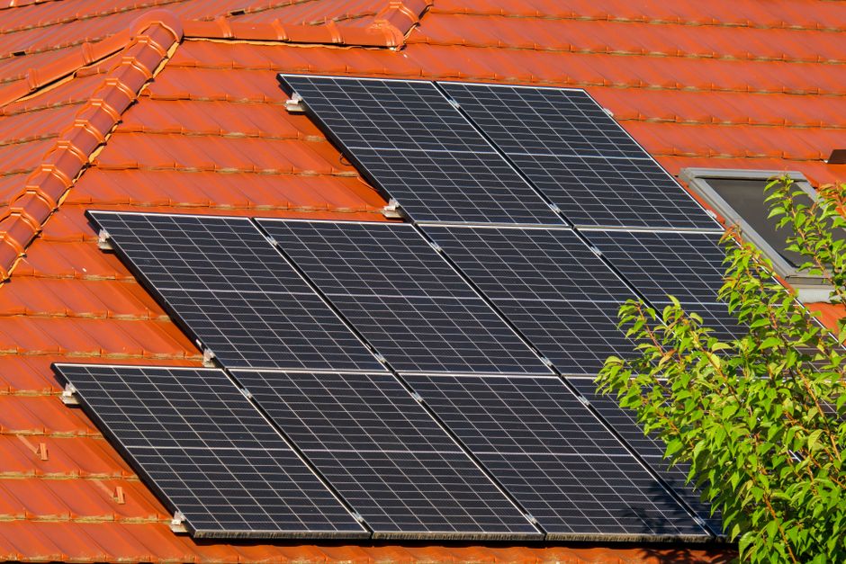 photovoltaic solar panels on an Austrian house rooftop, solar panels Vorarlberg roof